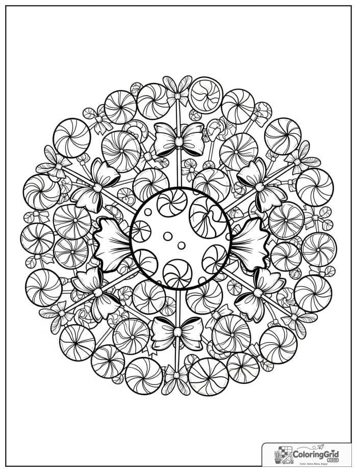 Candy mandala design for Candy Coloring Pages