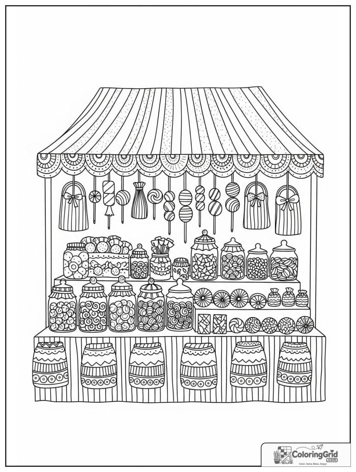 Candy market stall for Candy Coloring Pages