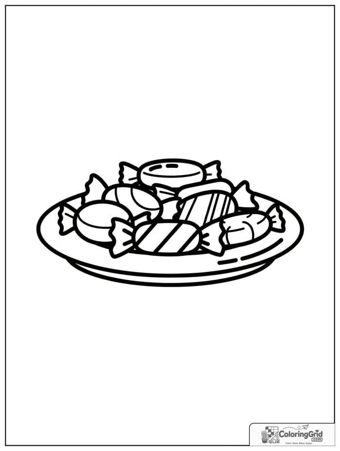 Candy on a plate for Candy Coloring Pages