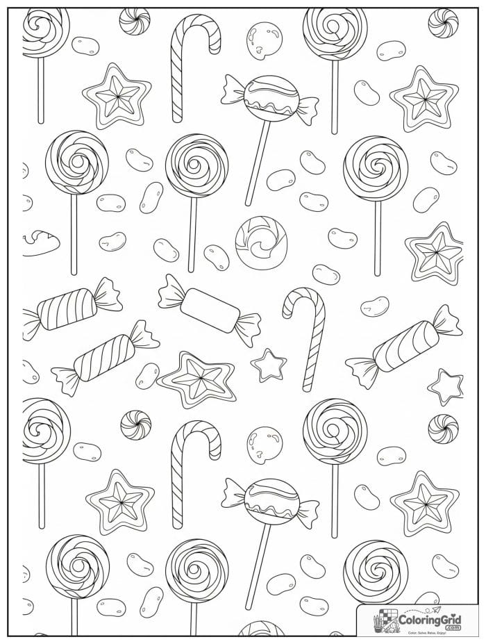 Mixed candy pattern for Candy Coloring Pages