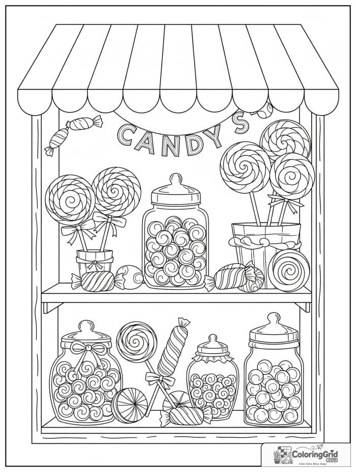 Candy shop window for Candy Coloring Pages