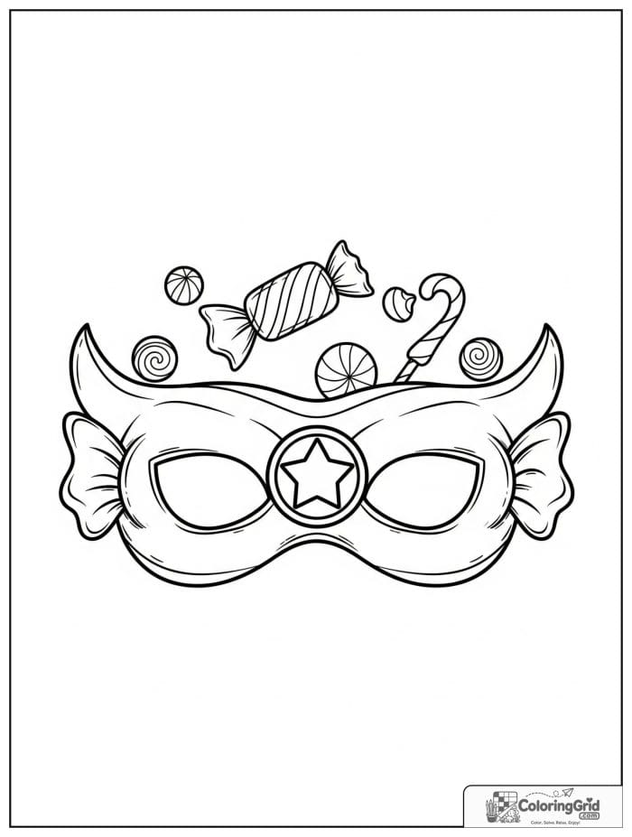 Cute candy-themed superhero mask with swirl details.