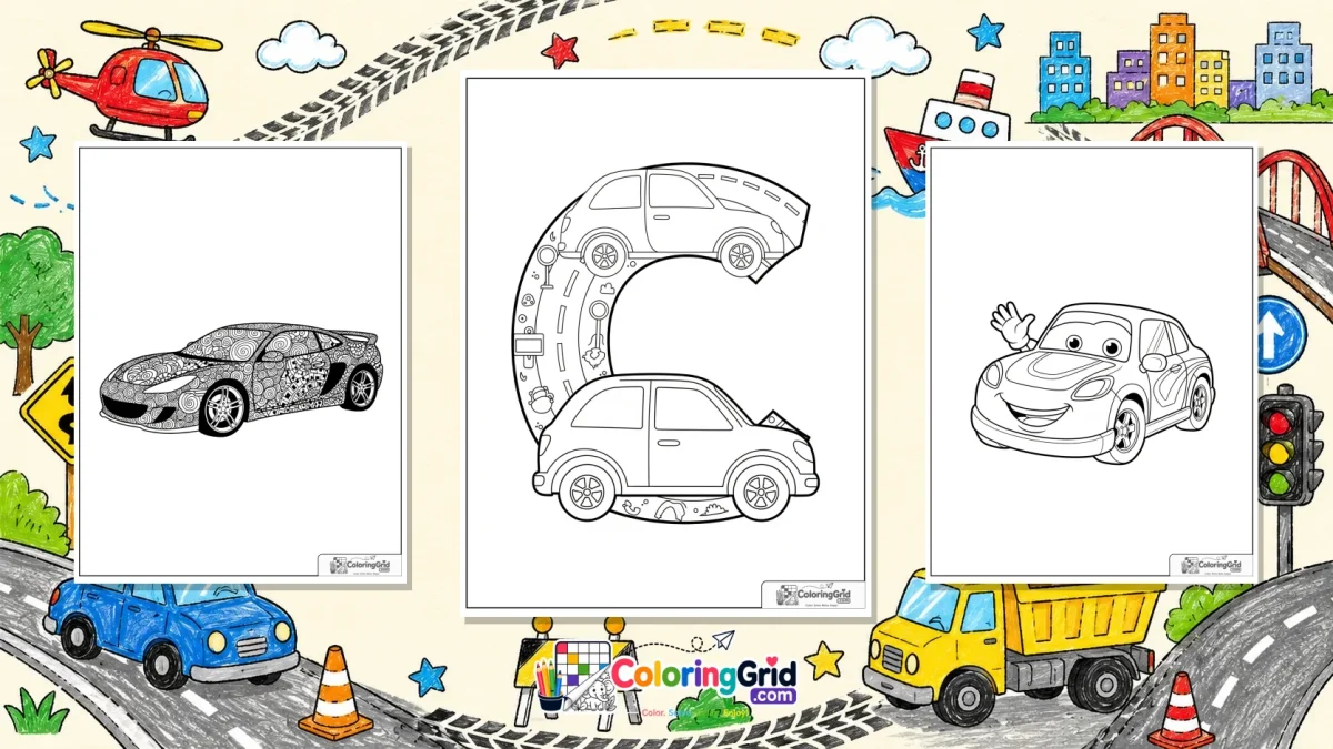 Car Coloring Pages featured illustration for Car Coloring Pages: Printable Pages for Kids