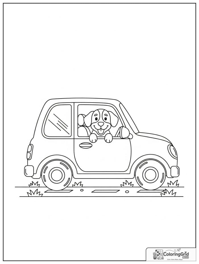 Car with dog passenger in black and white