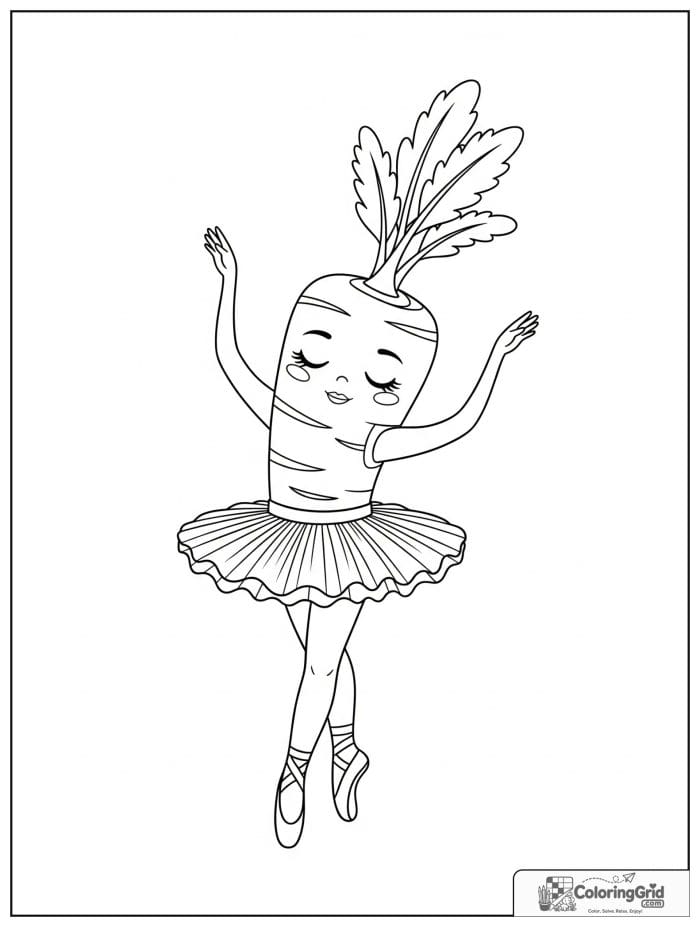 Ballet dancer carrot black and white line art