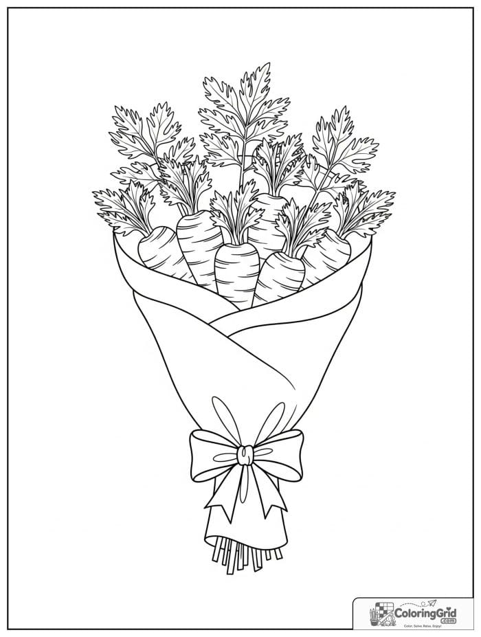 Carrot bouquet gift black and white line drawing
