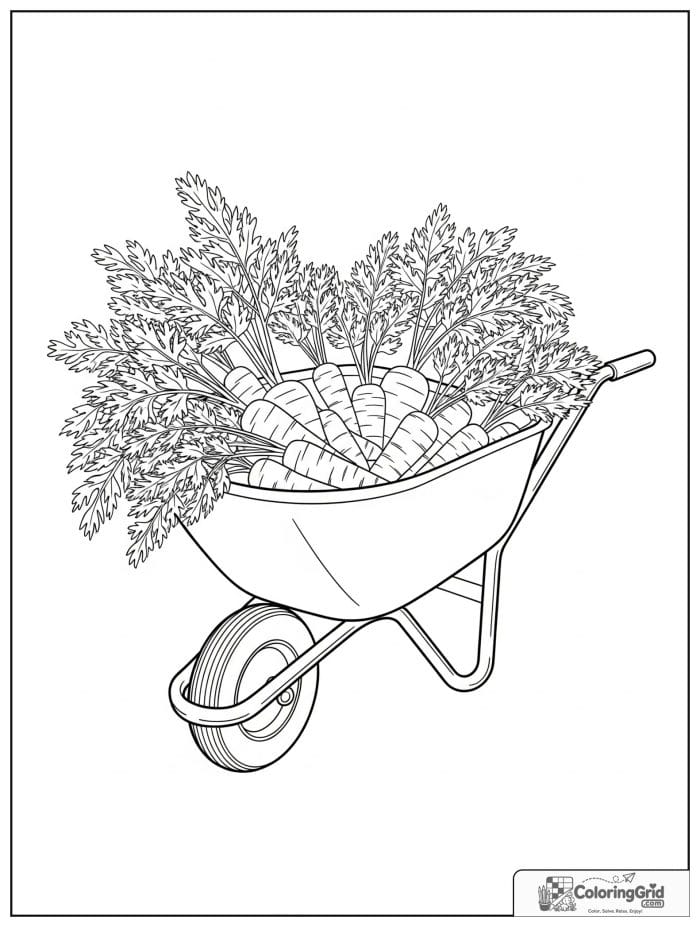 Wheelbarrow full of carrots black and white artwork