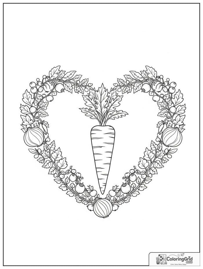 Carrot inside heart frame black and white artwork