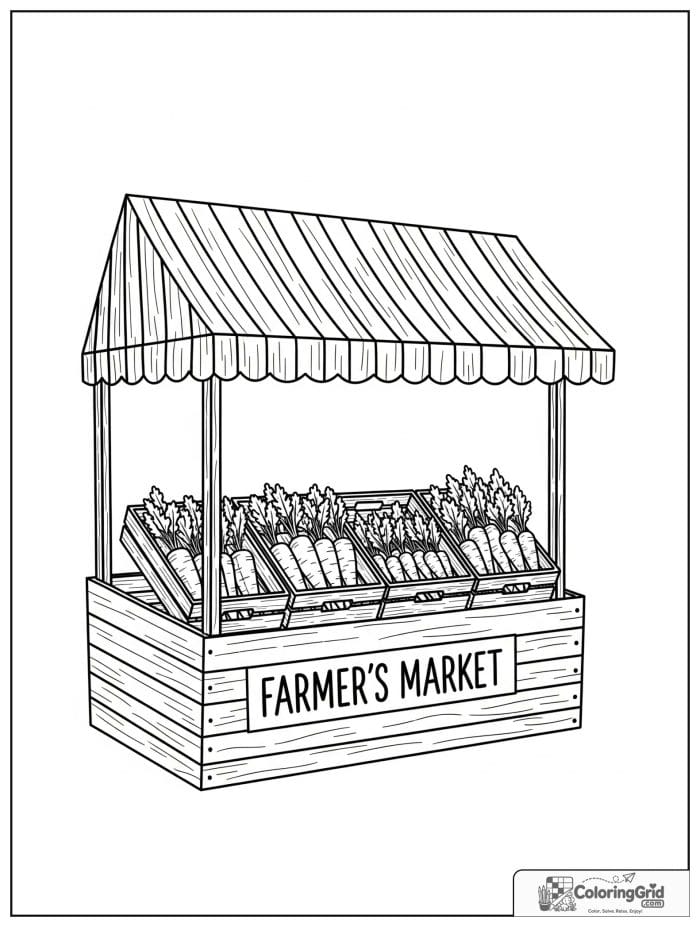 Carrot market stand in black and white artwork