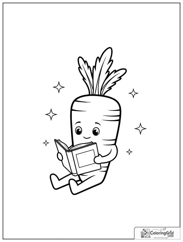 Carrot reading a book black and white artwork