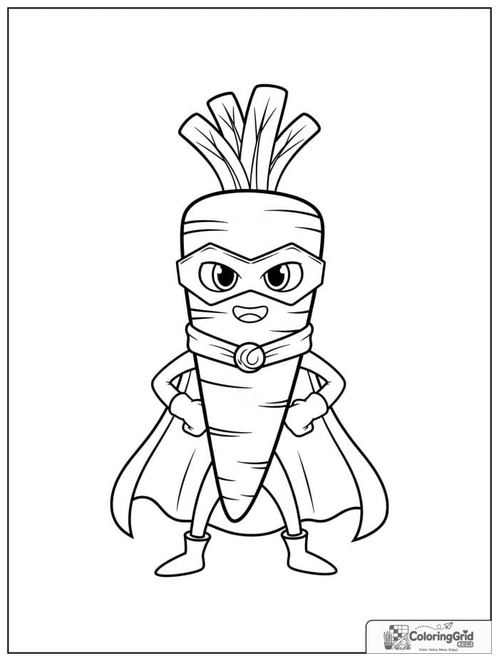 Heroic carrot character in black and white artwork