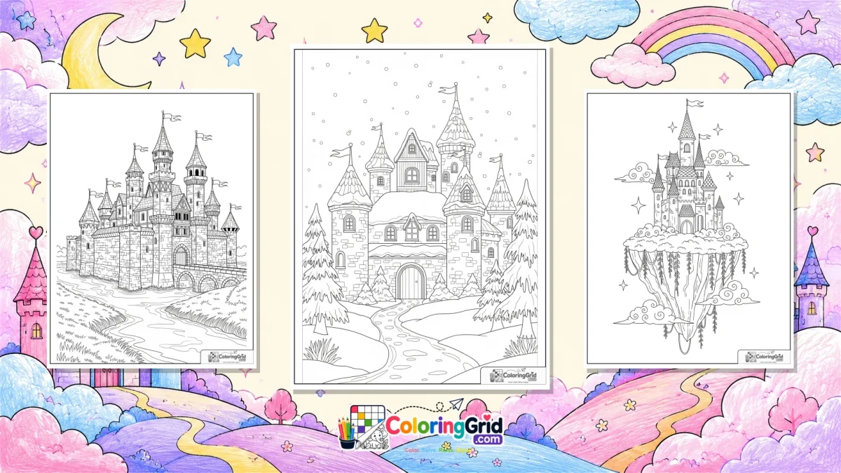 Castle Coloring Pages featured illustration for Castle Coloring Pages: Easy PDF and JPG Printables