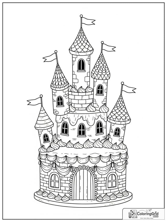 Castle shaped cake for Cake Coloring Pages