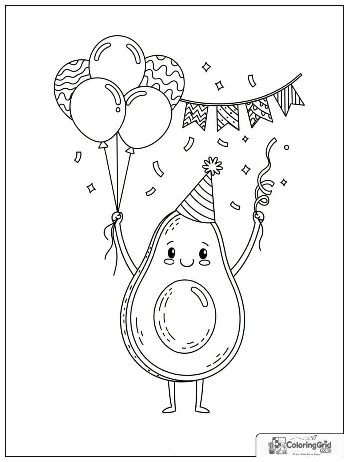 Celebration avocado for avocado coloring pages