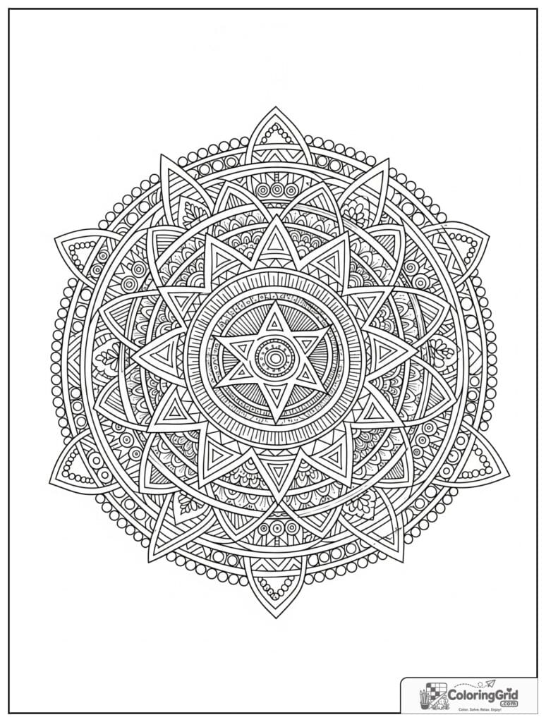 Celtic knot inspired sacred geometry mandala with zentangle fillers