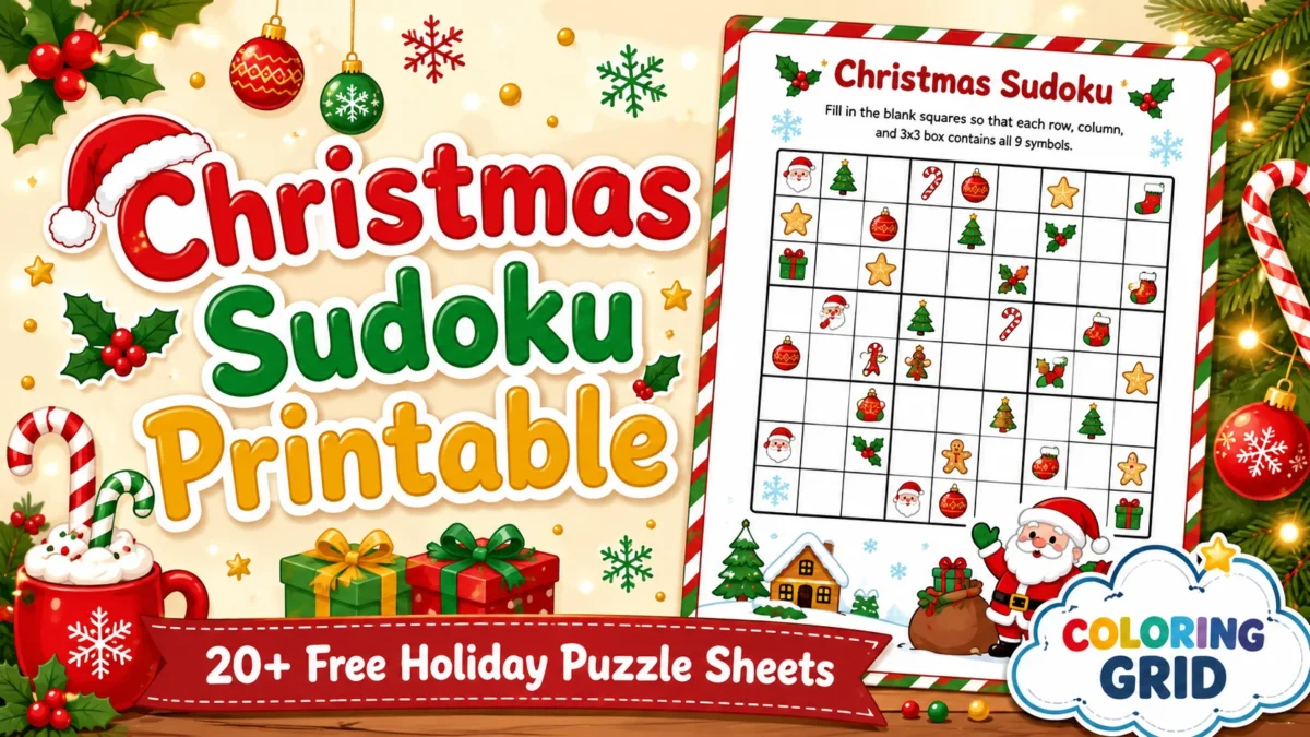 Christmas Sudoku Printable featured illustration for Christmas Sudoku Printable: 20+ Free Holiday Puzzle Sheets