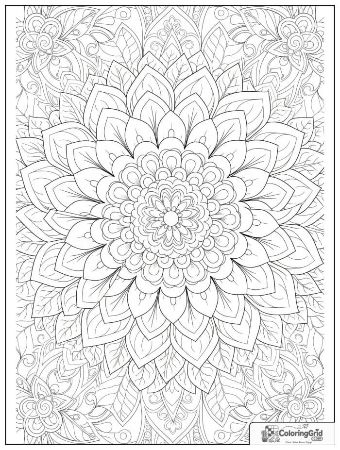 Mandala coloring page featuring a classic floral mandala.