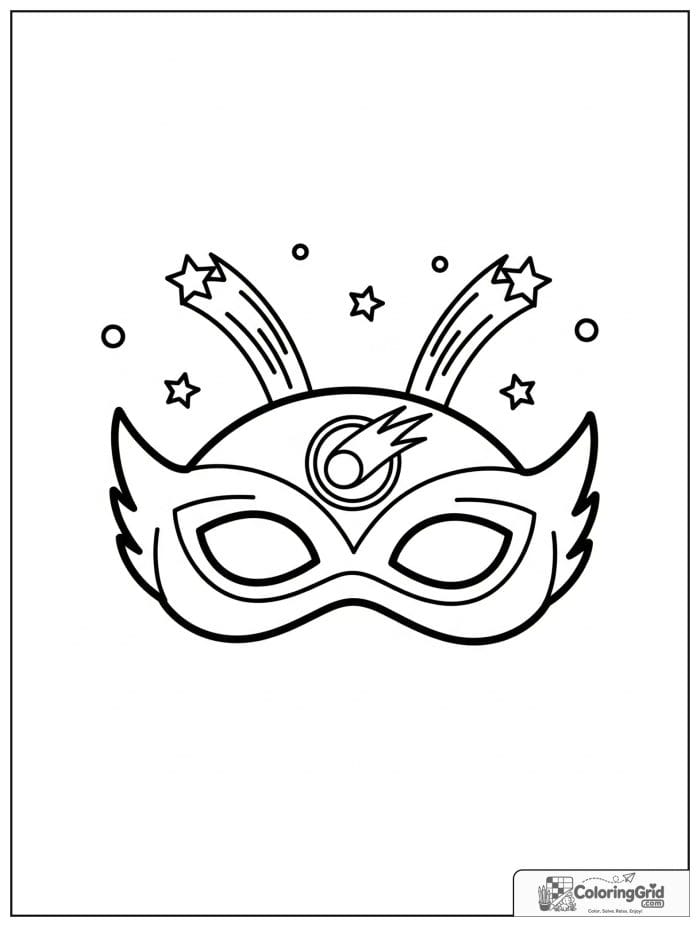 Cute comet-themed superhero mask with star trail details.