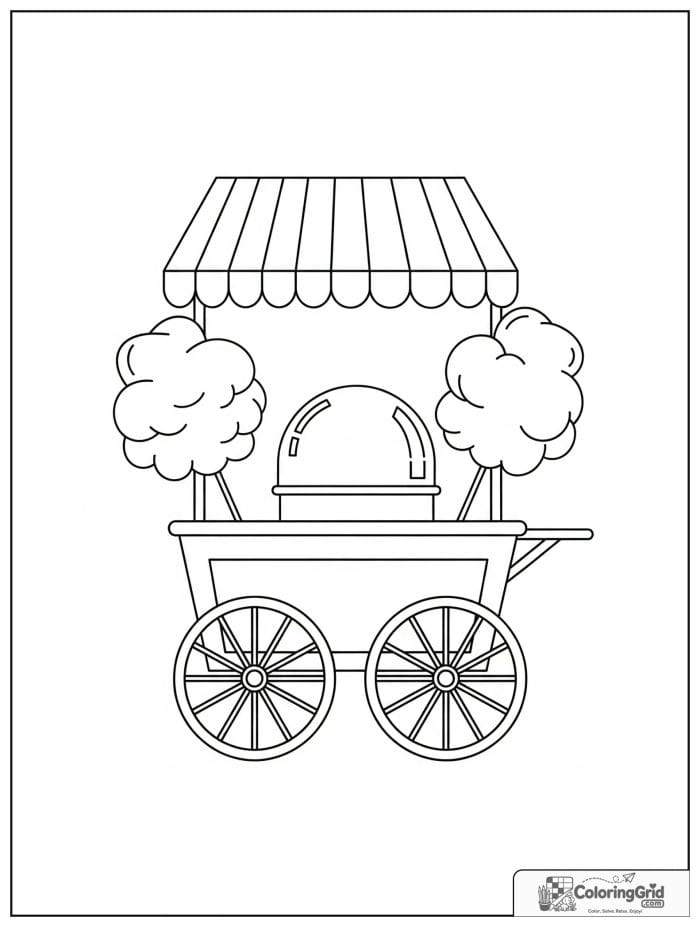 Cotton candy cart for Candy Coloring Pages