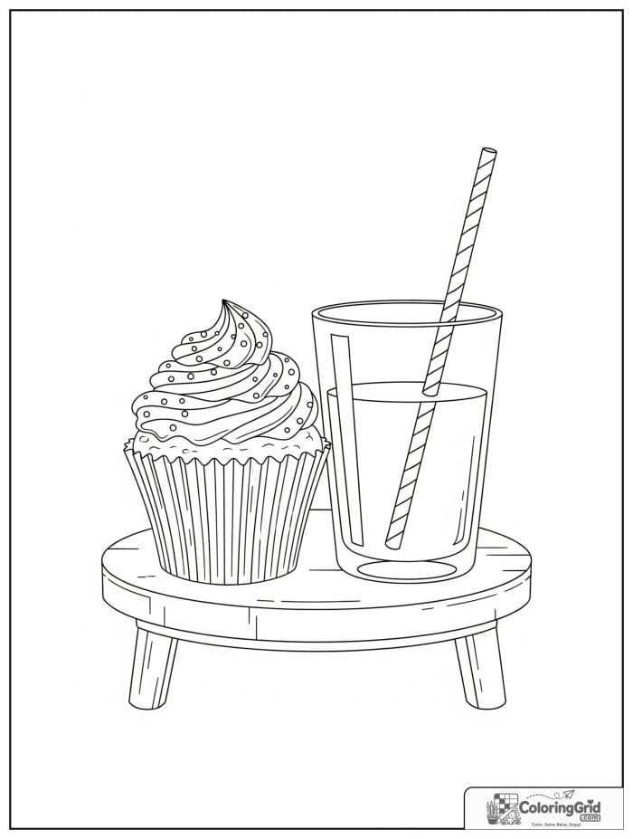 Cupcake and milk for Cupcake Coloring Pages