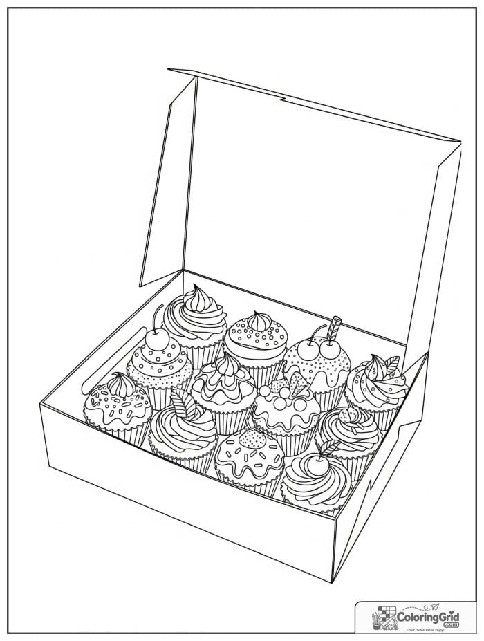 Assorted cupcake box for Cupcake Coloring Pages
