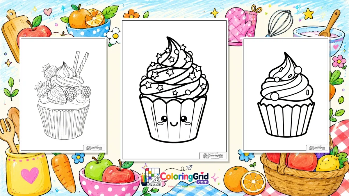 Cupcake Coloring Pages - Cupcake Coloring Pages: Easy PDF and JPG Printables featured image