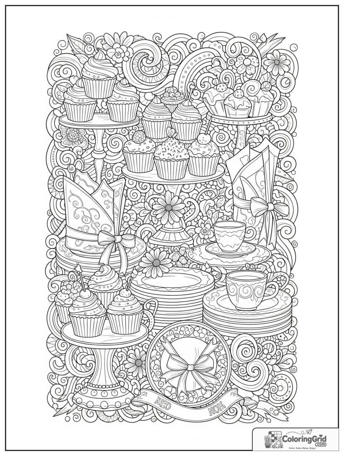 Cupcake dessert table for Cupcake Coloring Pages