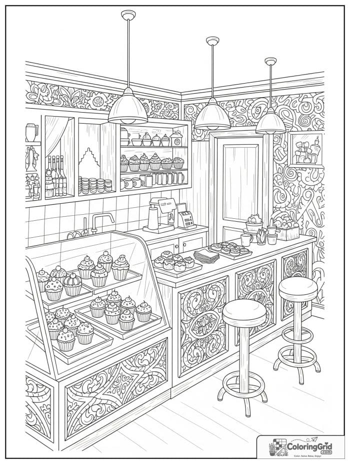 Cupcake shop interior for Cupcake Coloring Pages