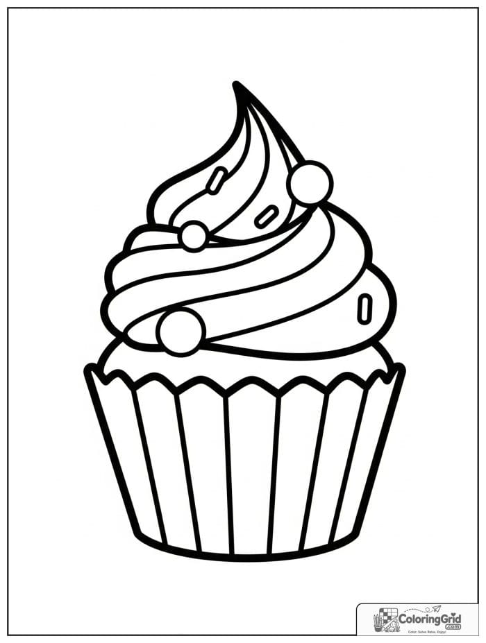 Cupcake with sprinkles for Cupcake Coloring Pages