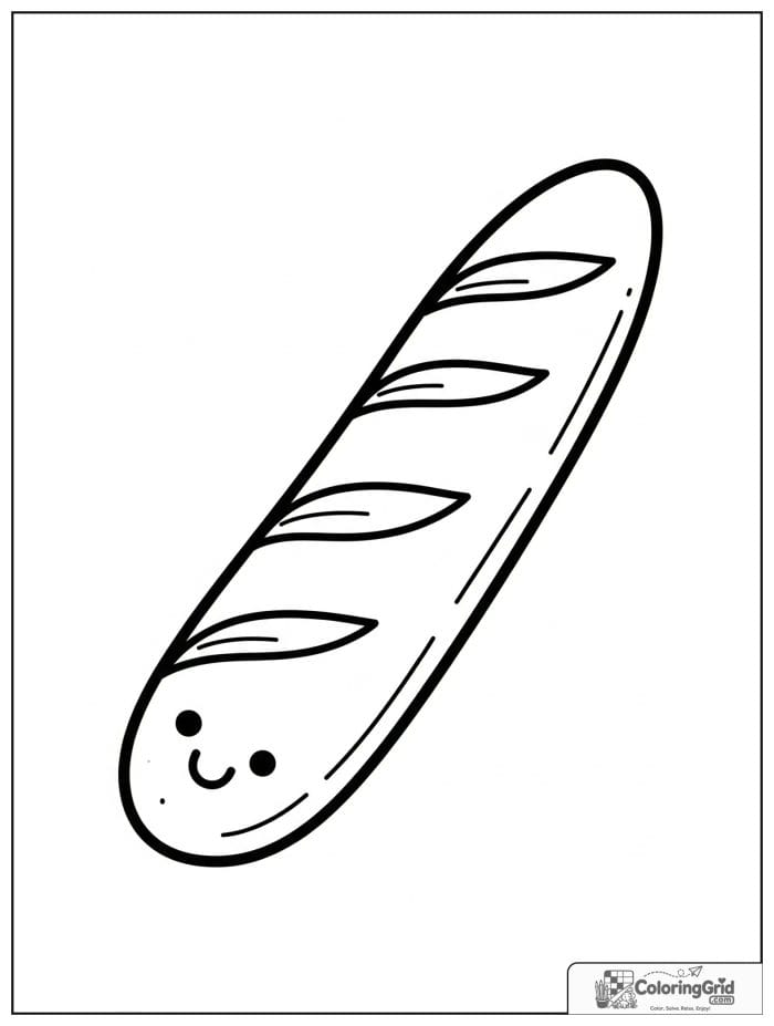 Cute baguette for Bread Coloring Pages