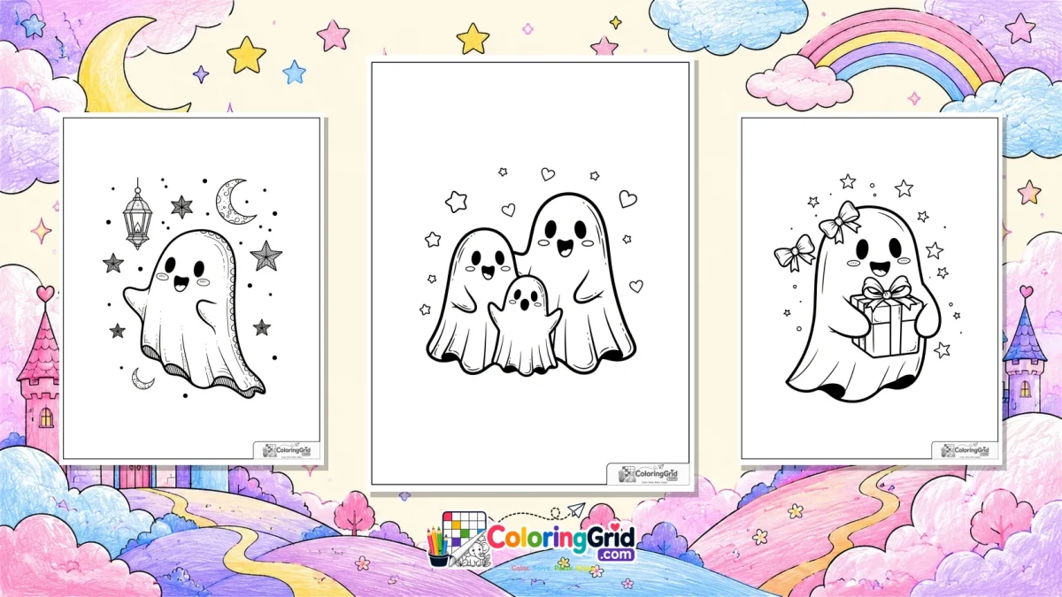 cute Ghost Coloring Pages featured illustration for Cute Ghost Coloring Pages: Free Printable Designs to Color