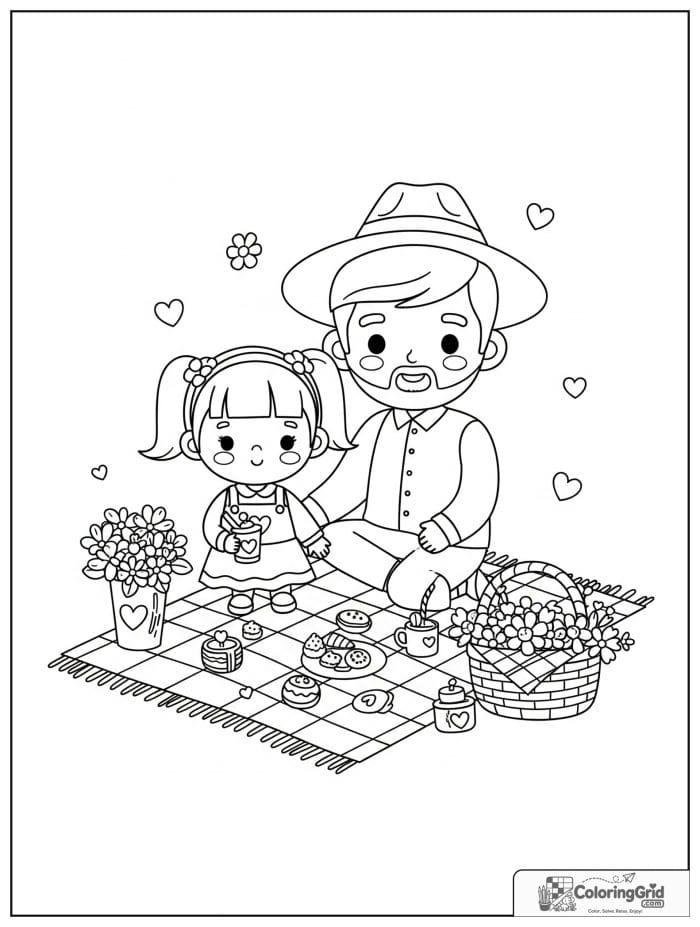 Dad and daughter having a picnic for Father's Day.