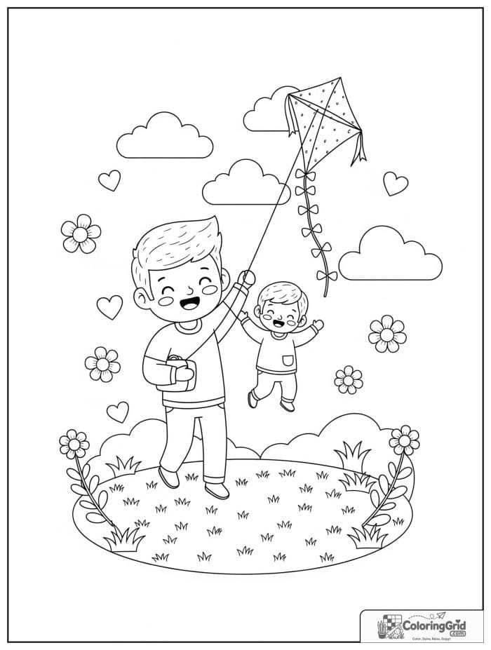 Dad and child flying a kite together for Father's Day.