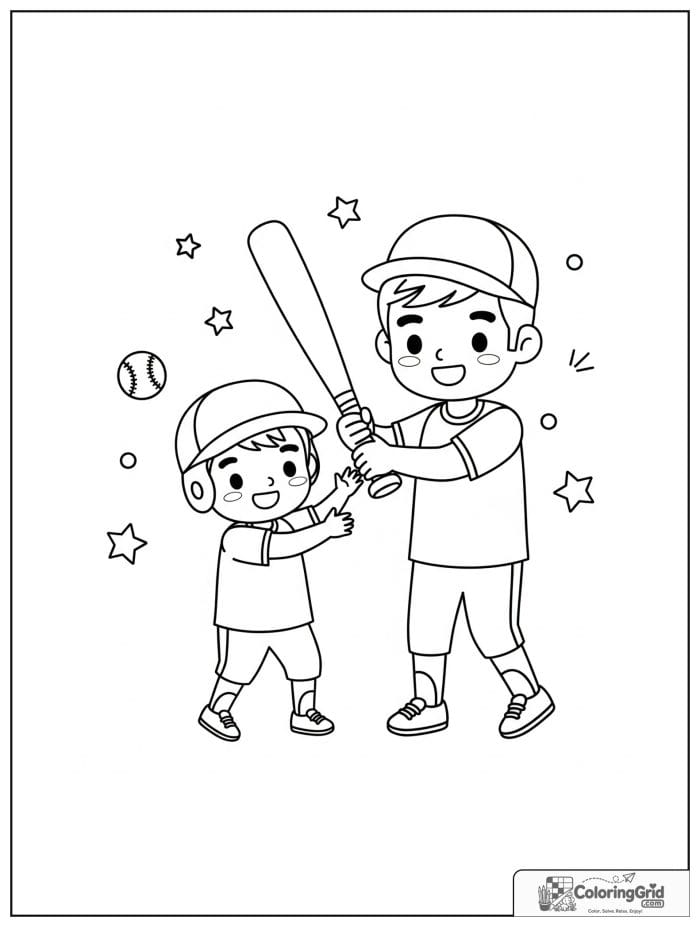 Dad and son playing baseball for Father's Day.