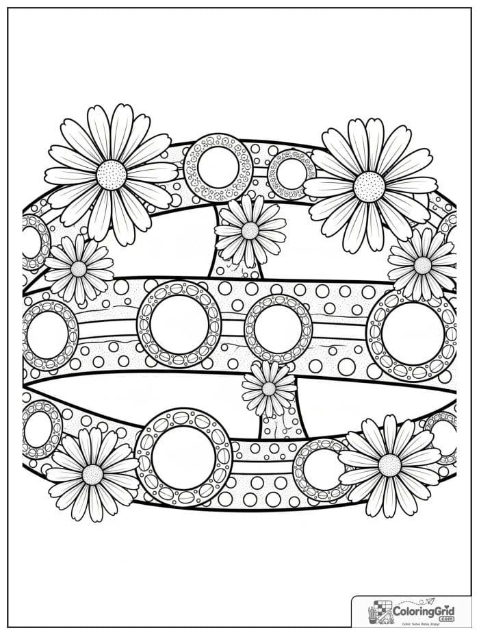 Mandala coloring page featuring a daisy chain arrangement.