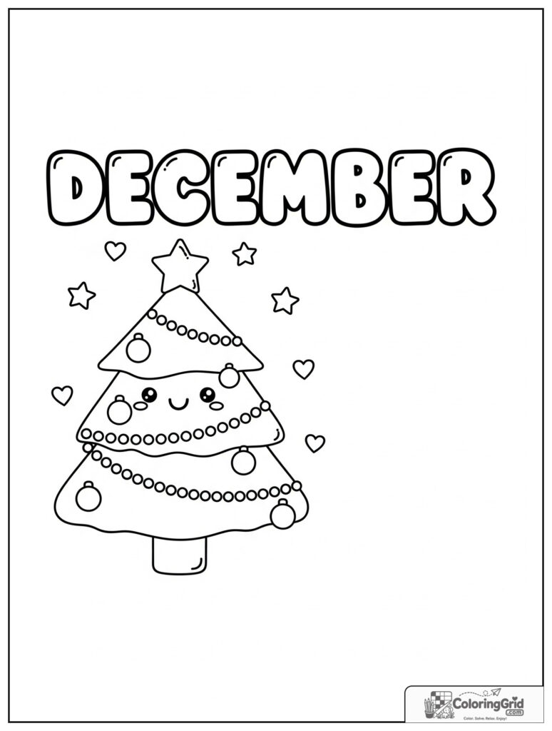 Cute December Christmas tree with small star decorations.