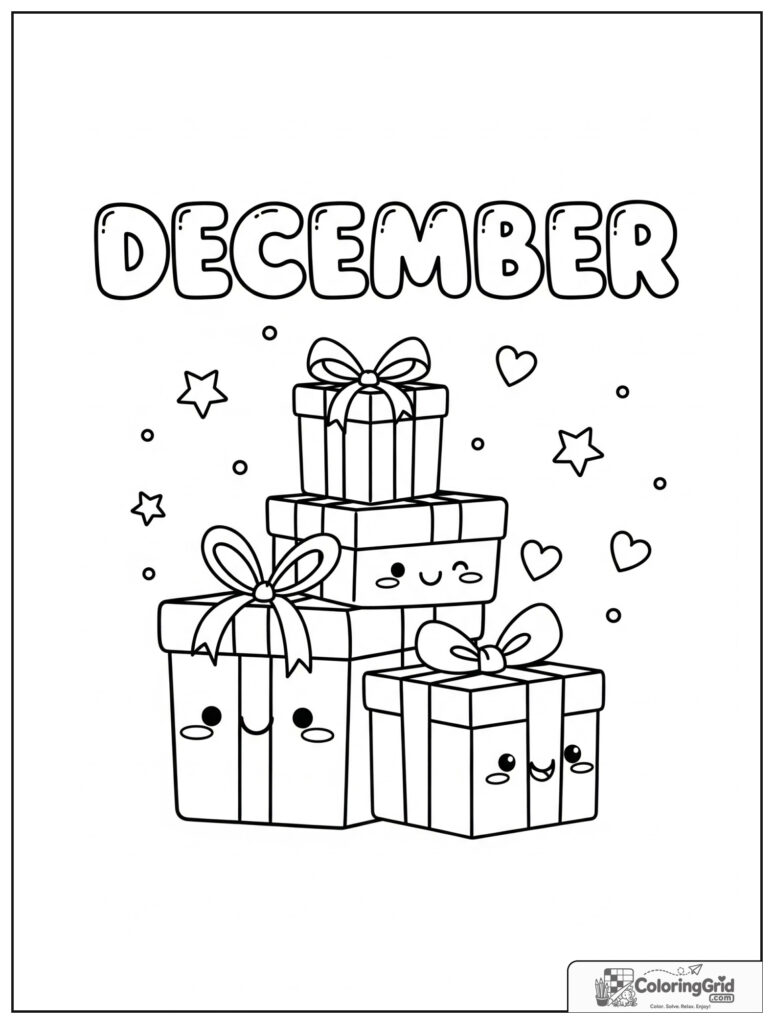 Cute December gift boxes with small star decorations.