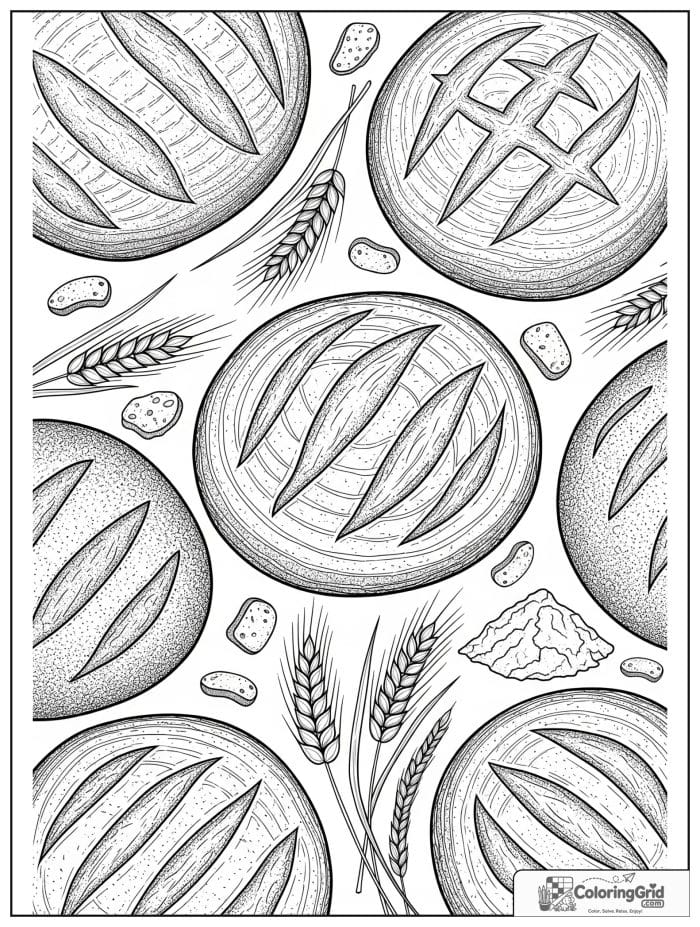 Decorative sourdough scoring for Bread Coloring Pages