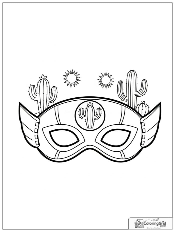 Cute desert-themed superhero mask with cactus details.