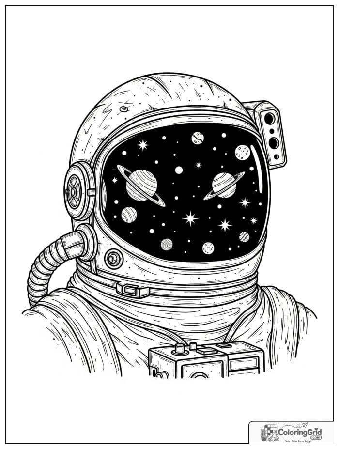 Close-up of an astronaut helmet with stars reflected.