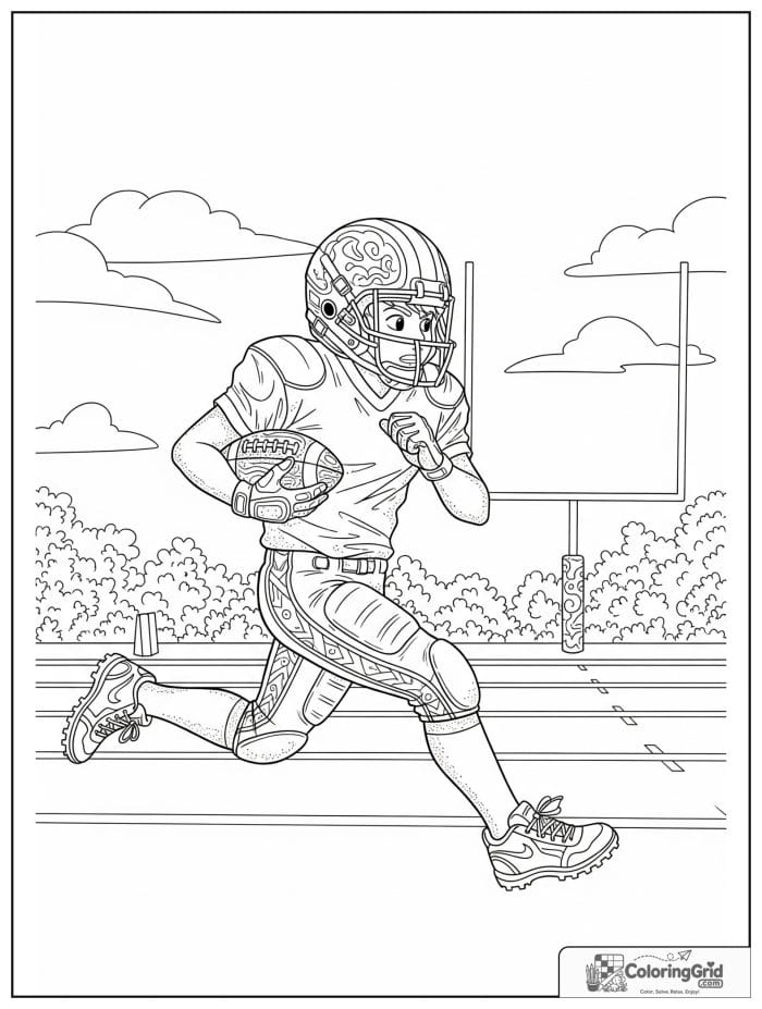 Detailed football game scene with a boy running the ball.