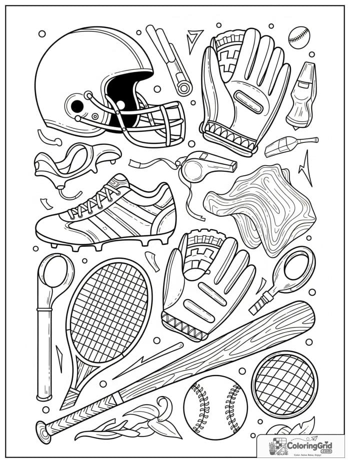 Detailed collage of different sports gear.