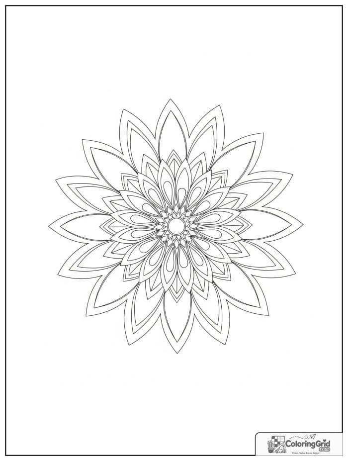 Easy mandala coloring page featuring diamond flower shapes.