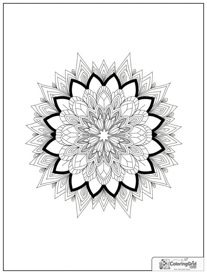 Mandala coloring page featuring diamond petal shapes.