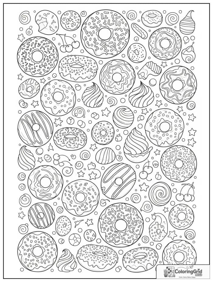 Donut collage for Donut Coloring Pages