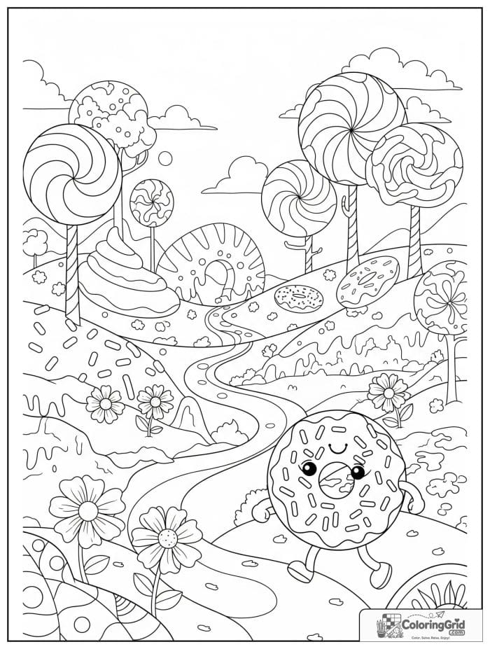 Donut fantasy land for Donut Coloring Pages