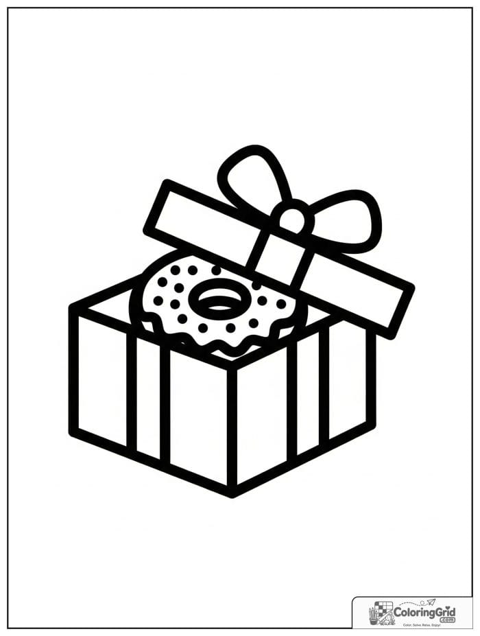 Donut gift box for Donut Coloring Pages