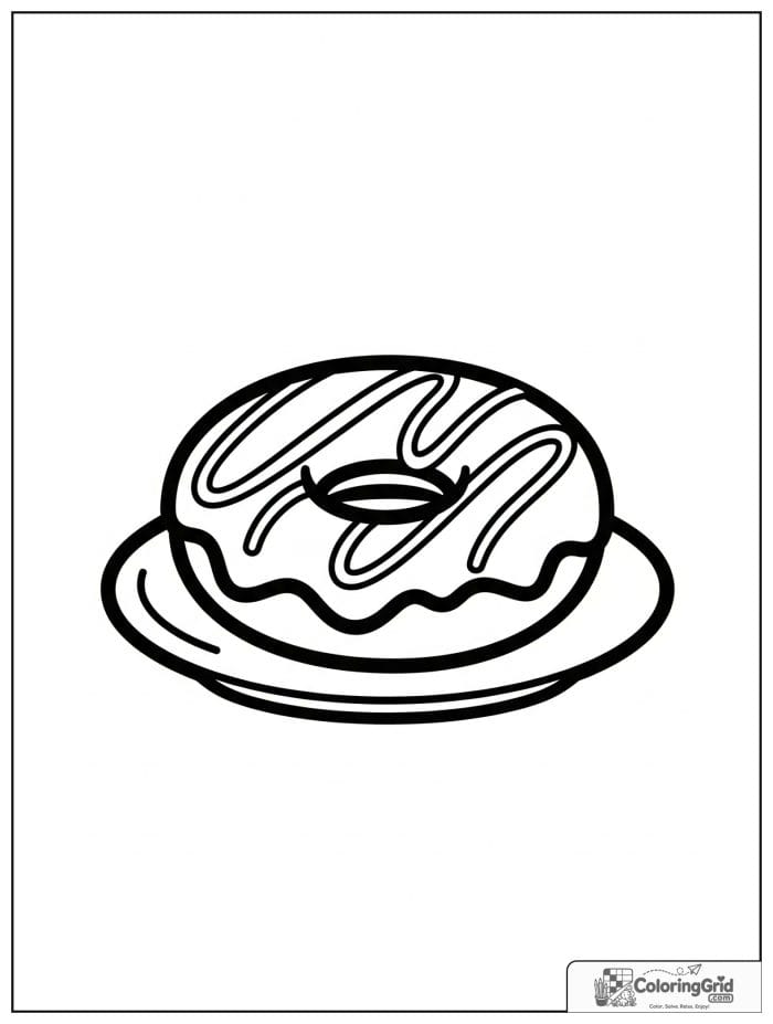 Donut on plate for Donut Coloring Pages