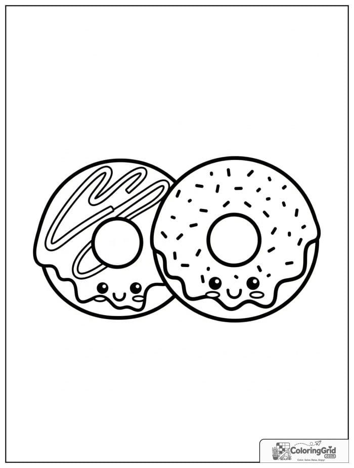 Pair of smiling donuts for Donut Coloring Pages