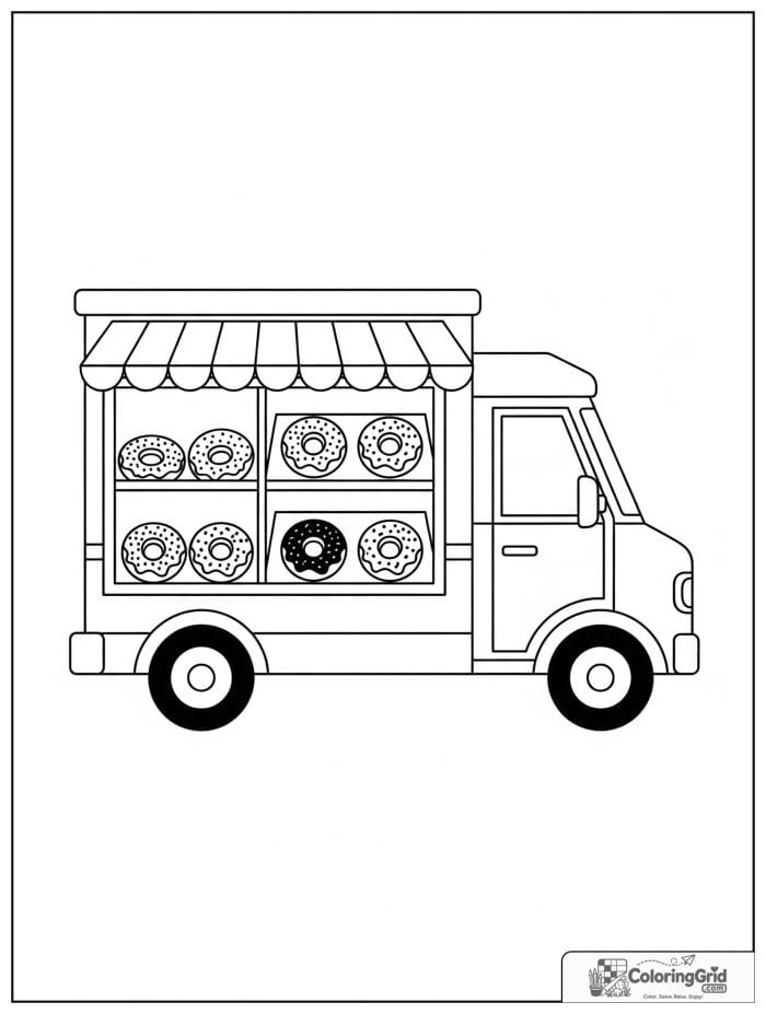 Donut delivery truck for Donut Coloring Pages